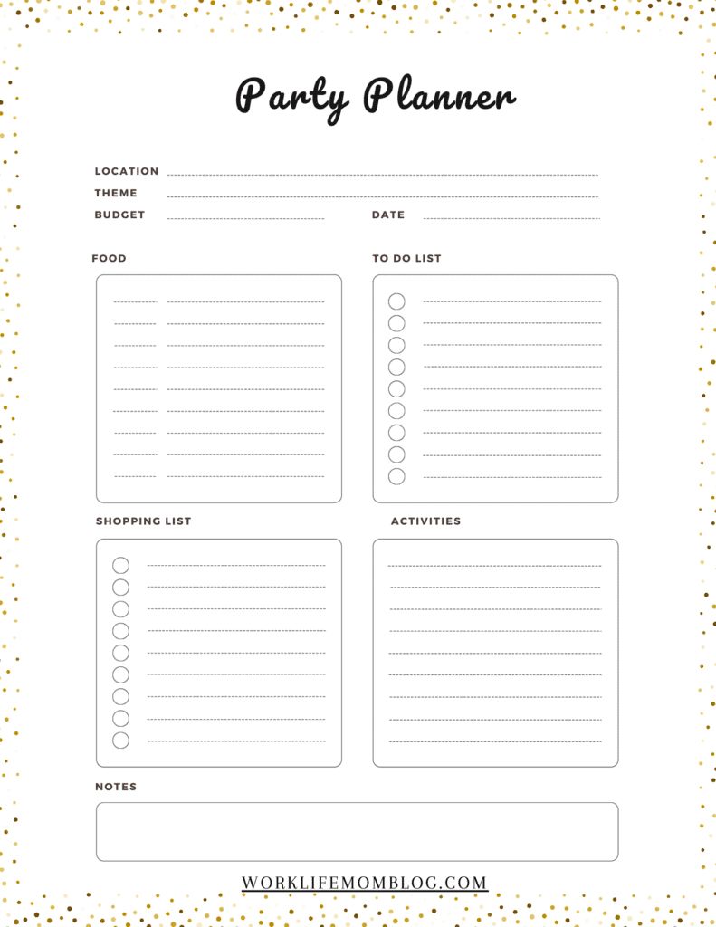 Downloadable party planner for easy holiday entertaining