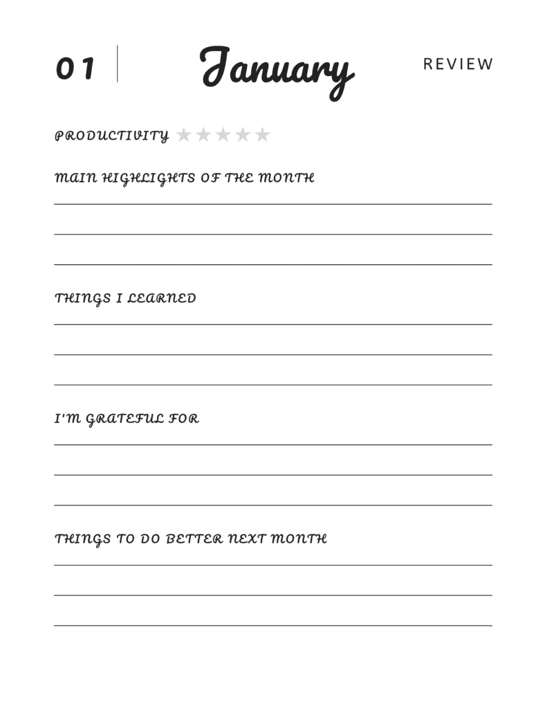 Monthly Reflection Template
