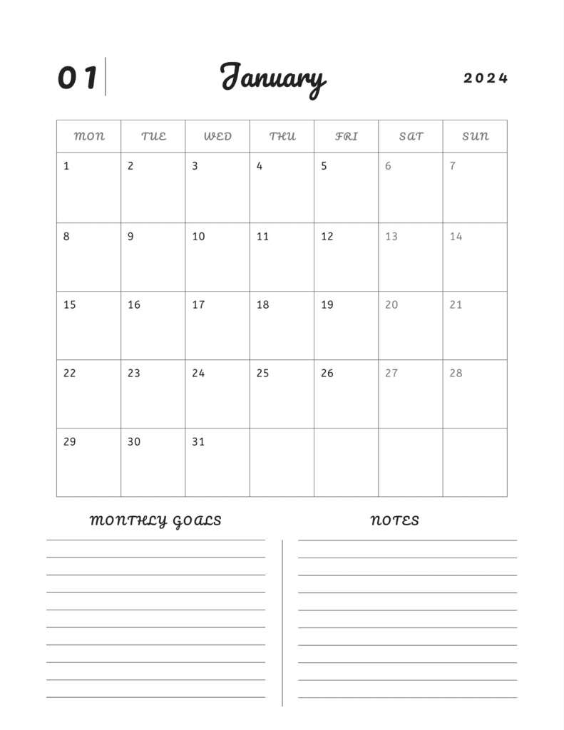 Monthly planner template

